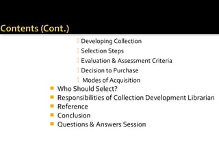Collection development by Muhammad Tufail Khan & Aneela Zahid | PPT