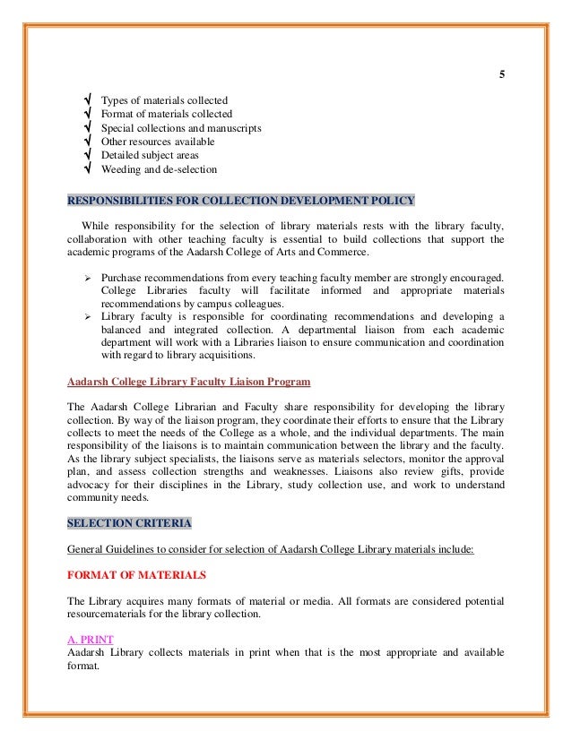 Collection Development Policy Guidelines – LRPJJK