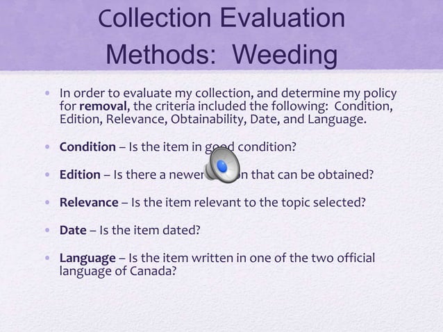 Collection development presentation (weeding) | PPTX | Landscaping ...