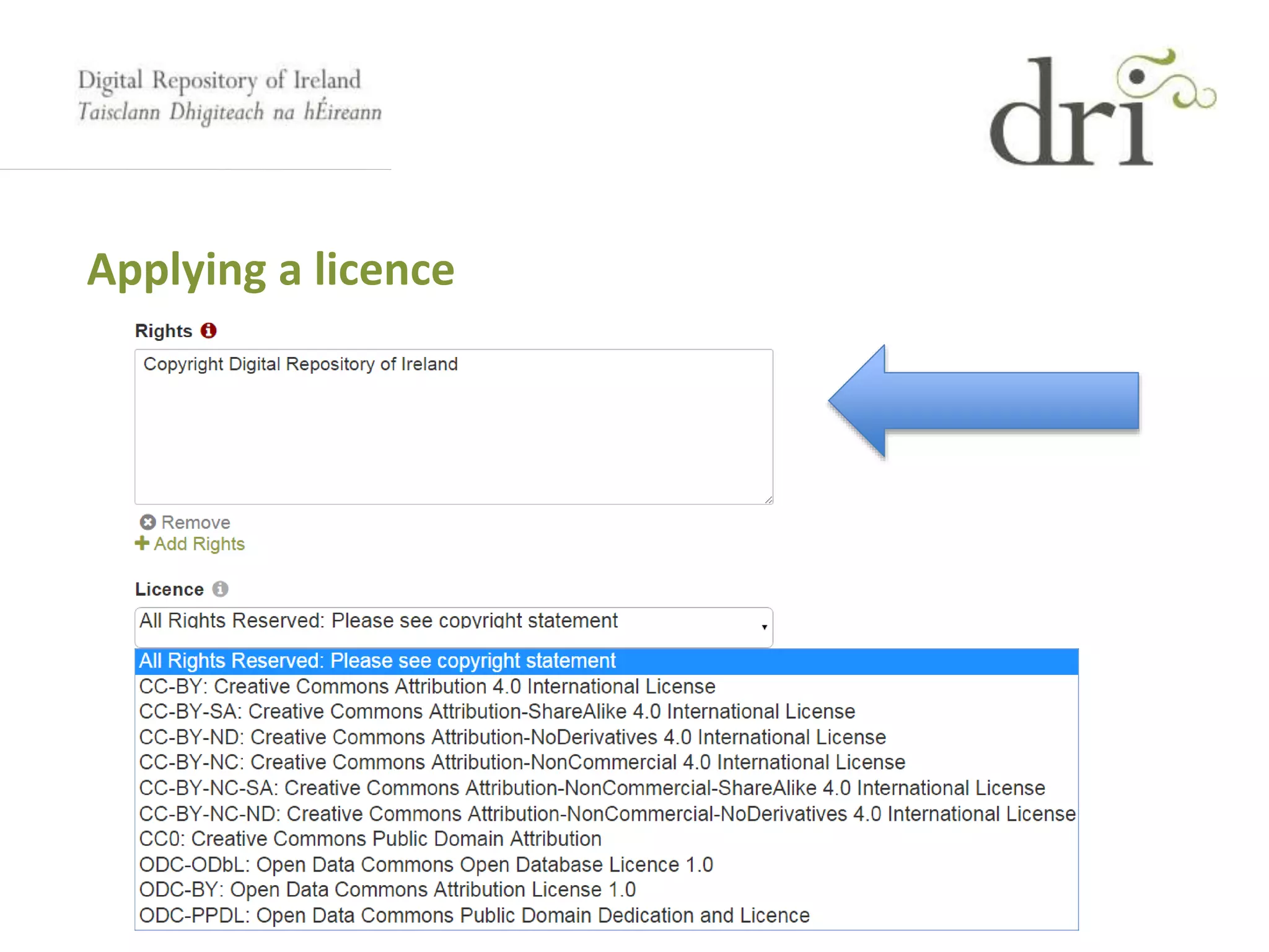 Applying a licence
 