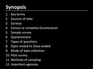 Collection of Data - Class 11 - Statistics | PPTX