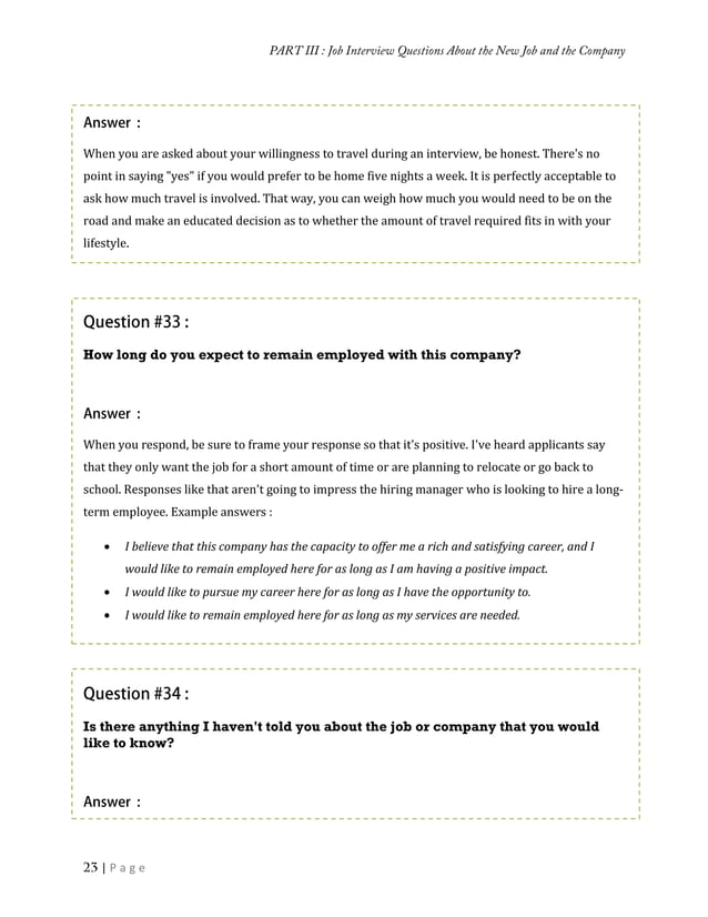 Collection of job interview questions and the answers