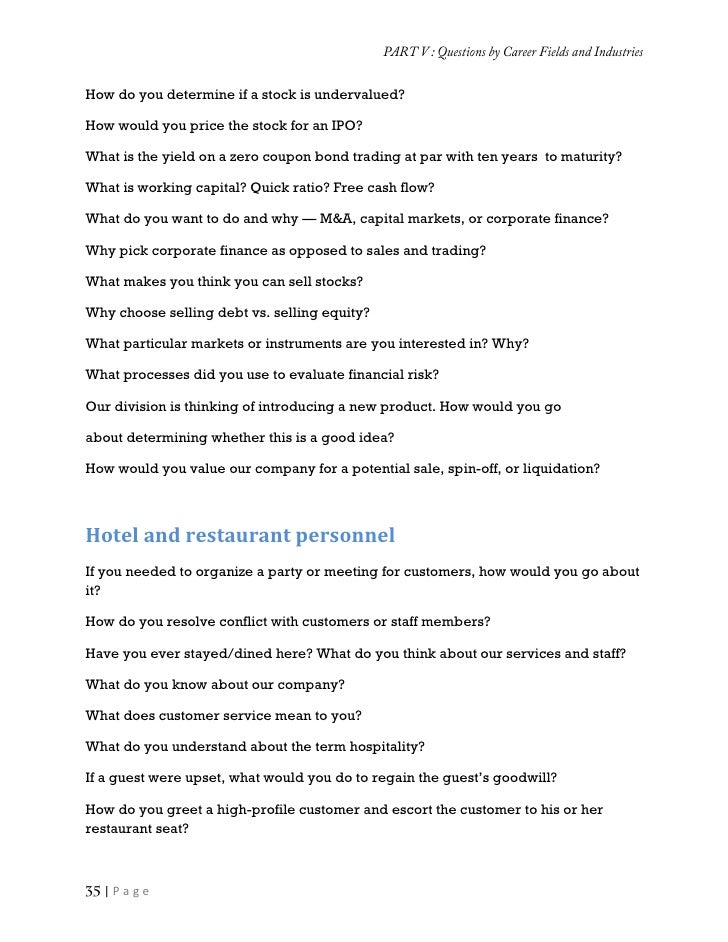 Collection of job interview questions and the answers
