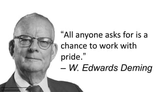 “All anyone asks for is a
chance to work with
pride.”
– W. Edwards Deming
Infographic published by Neil Beyersdorf
neil-be...