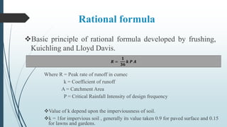 Kirpich Rational Method Collection of sewage & estimation of its discharge | PPTX