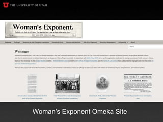 Woman’s Exponent Omeka Site
 