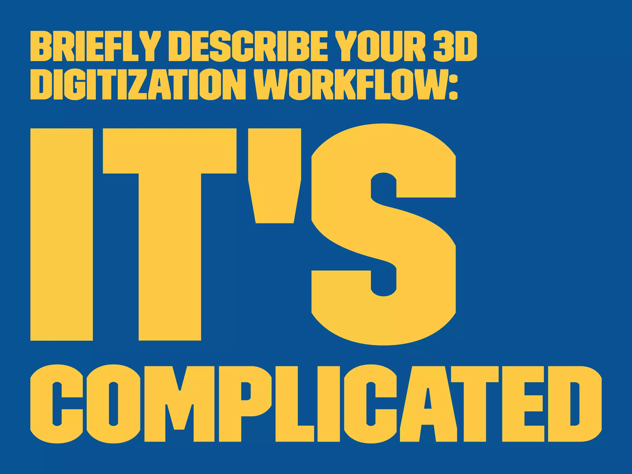 Brieﬂydescribeyour 3D
digitizationworkﬂow:
It'sComplicated
 