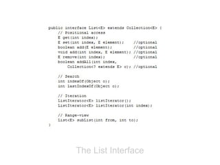The List Interface
 