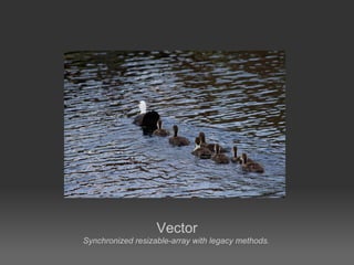 Vector
Synchronized resizable-array with legacy methods.
 