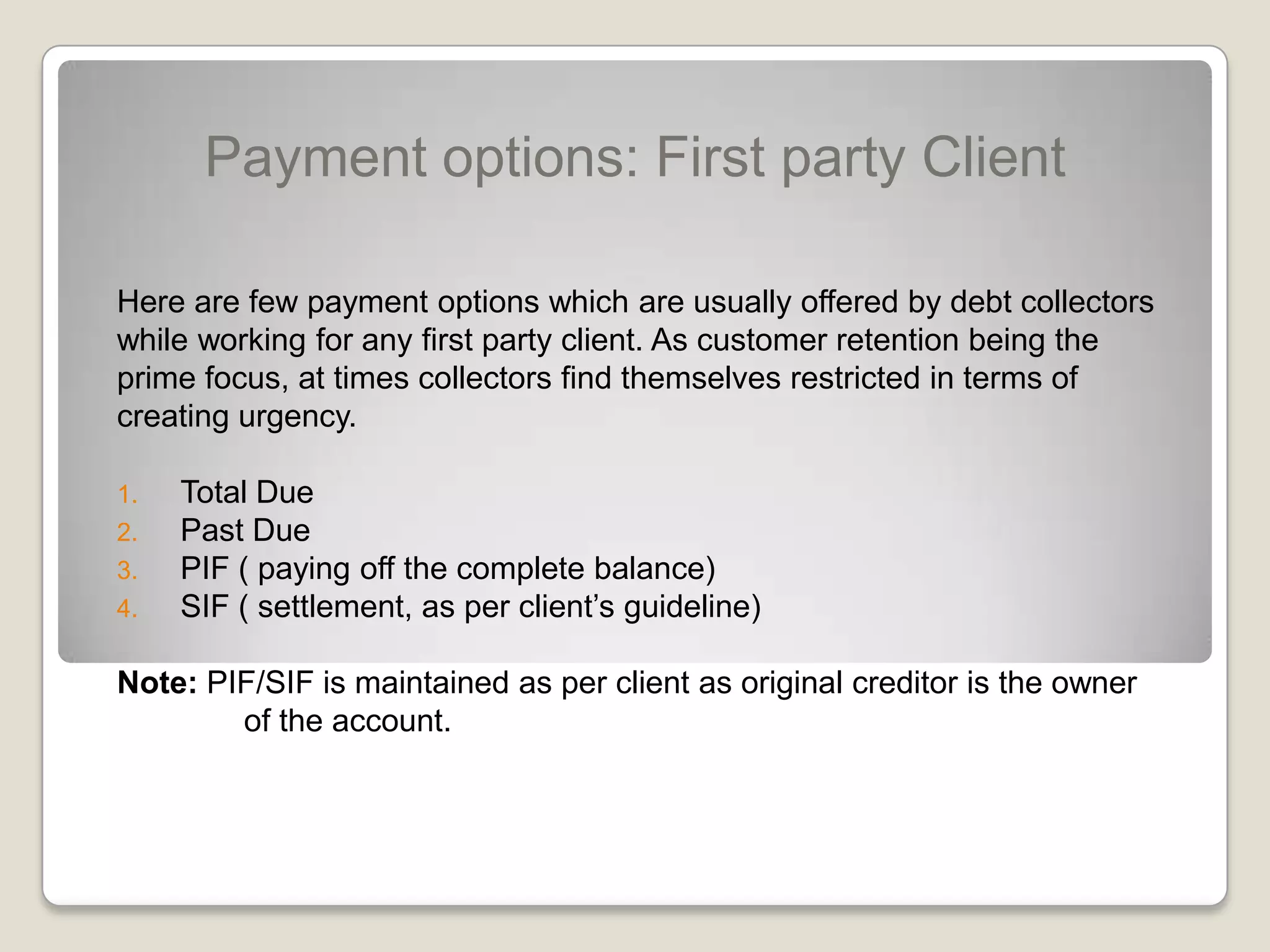  In third party collections credit reporting Is usually done by third party collection agency