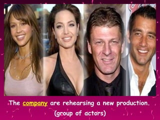 The  company  are rehearsing a new production.  (group of actors) 