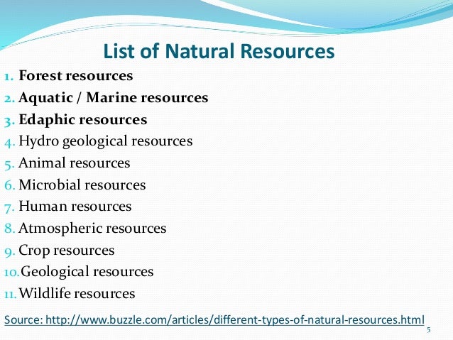 Classification Of Natural Resources Classification Of Natural Resources