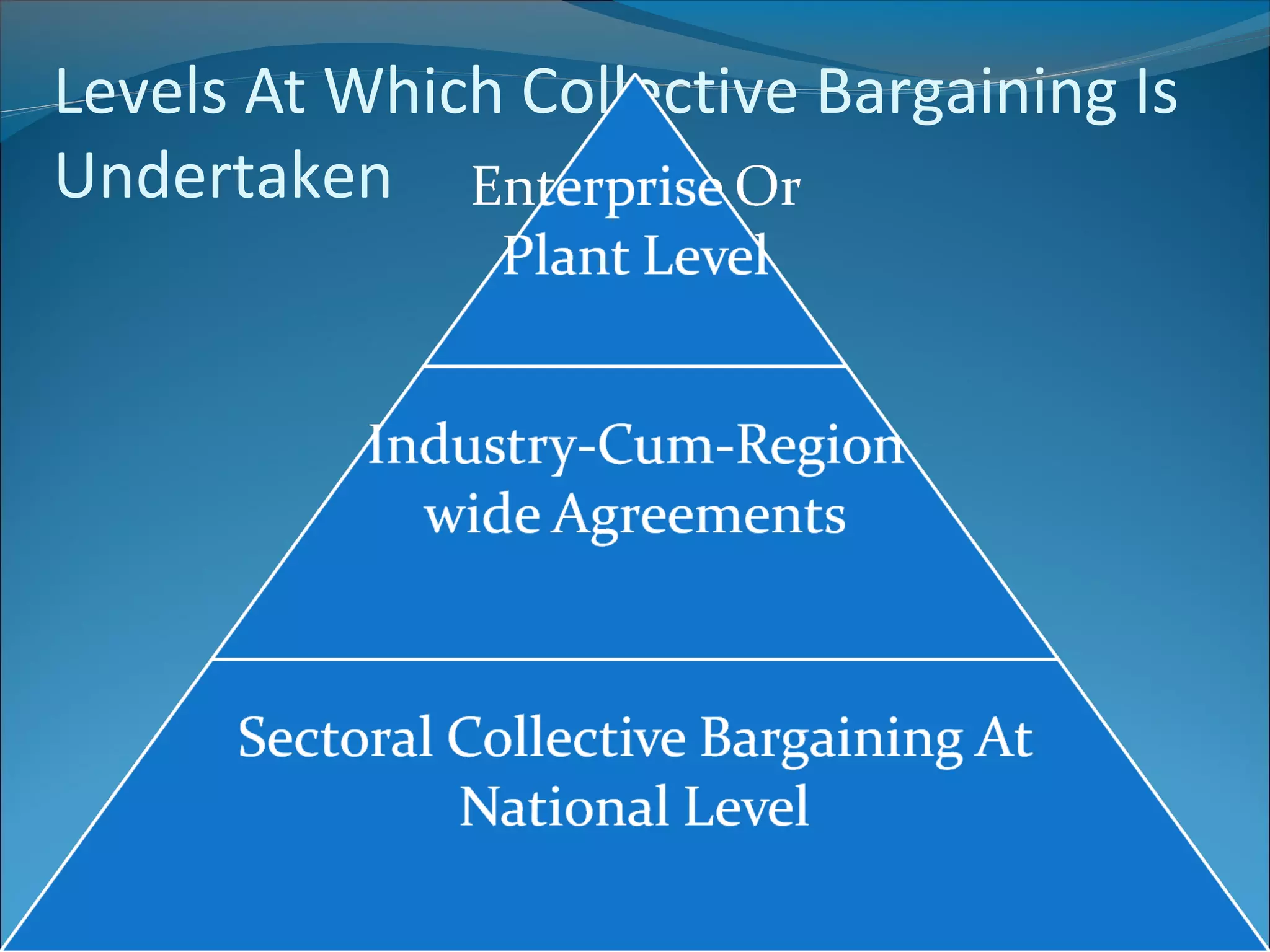 Levels At Which Collective Bargaining Is
Undertaken
 