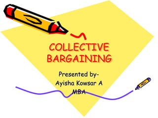 COLLECTIVE
BARGAINING
Presented by-
Ayisha Kowsar A
MBA
 