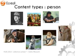 Content types : person




PLOG 2013 – collective.contact.* – Cédric Messiant   9/15
 
