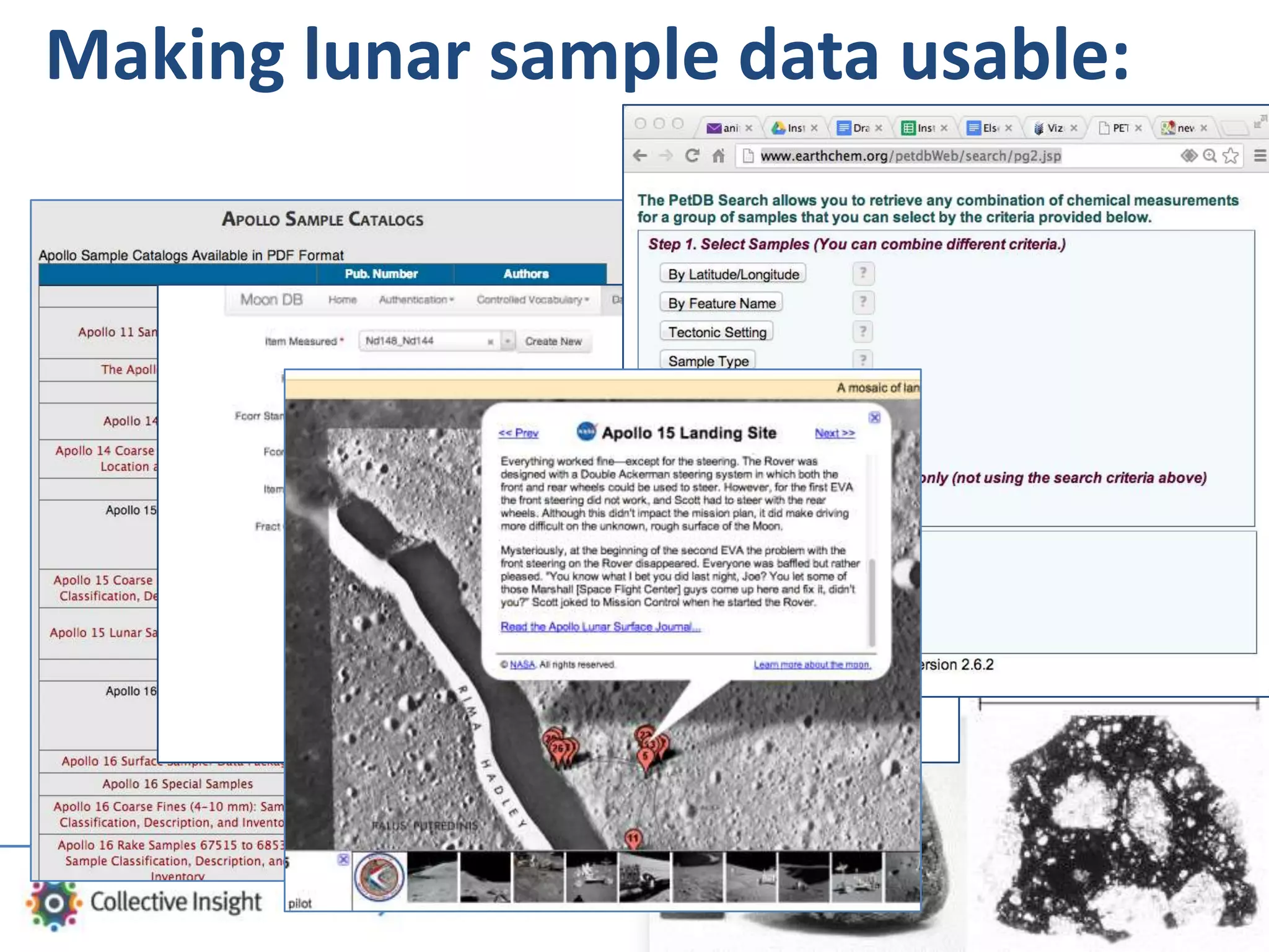 Making lunar sample data usable:
 