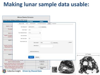 Making lunar sample data usable:
 