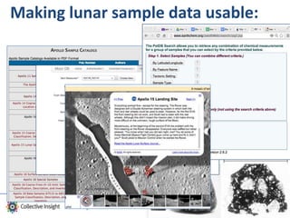 Making lunar sample data usable:
 