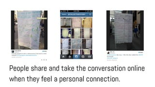 People share and take the conversation online
when they feel a personal connection.

 