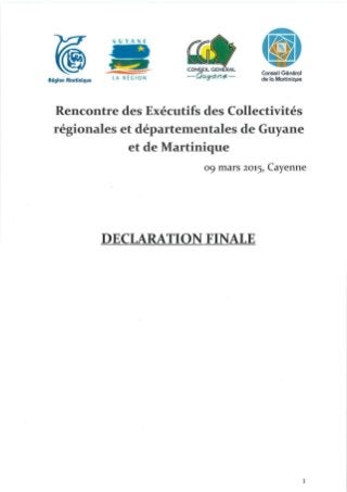 Collectivités uniques de Martinique et de Guyane, déclaration finale