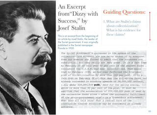 Collectivization and Propaganda in Stalin's Soviet Union