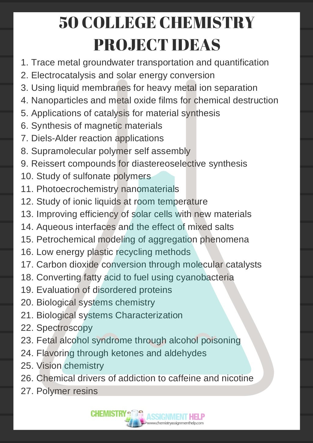 50 College Chemistry Project Ideas
