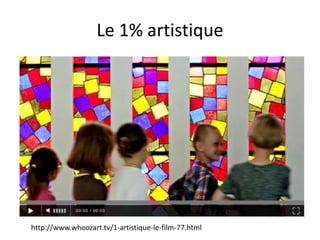 http://www.whoozart.tv/1-artistique-le-film-77.html
Le 1% artistique
 