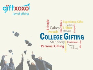 COLLEGE GIFTING
Flowers
Cakes
Awards
Electronics
Lifestyle
Chocolates
Kitchen
Experience Gifts
GiftVouchers
Stationery
Computers
Jackets
T-Shirt
Personal Gifting Group
Gifting
joy of gifting
 