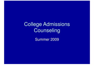 College Admissions Counseling