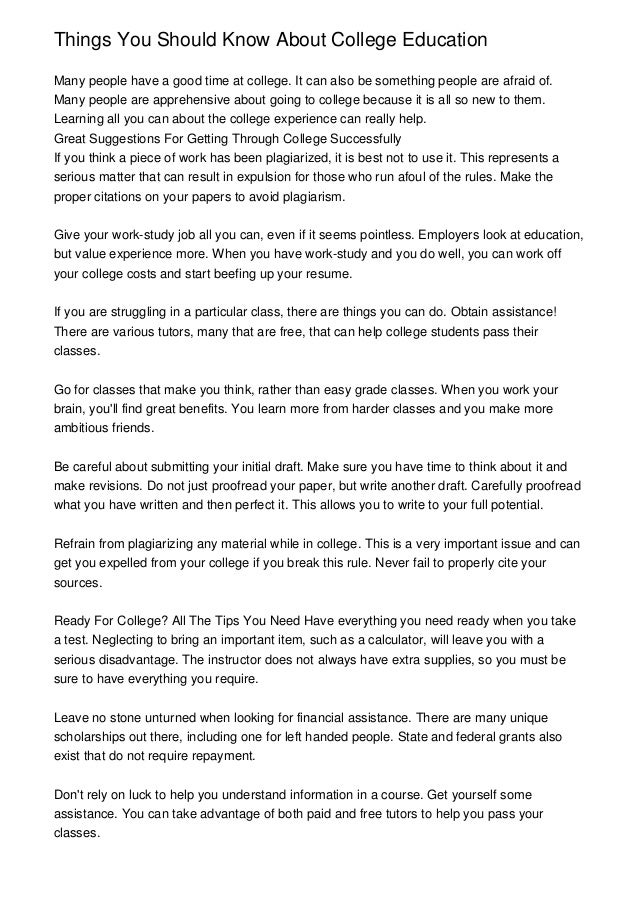 Things You Should Know About College Education