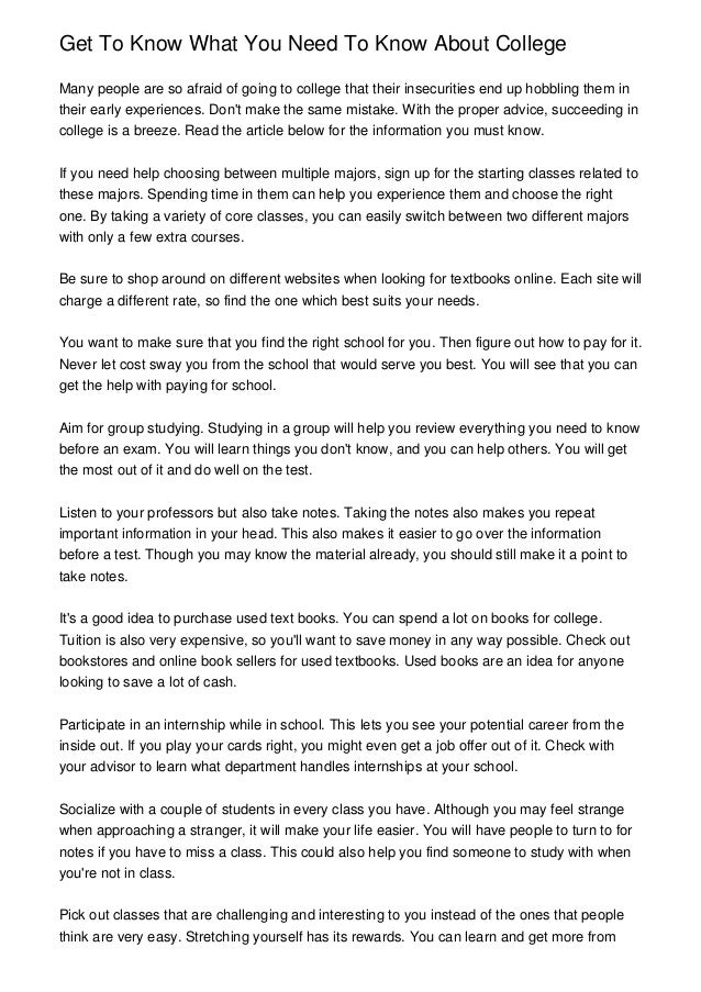 Get To Know What You Need To Know About College