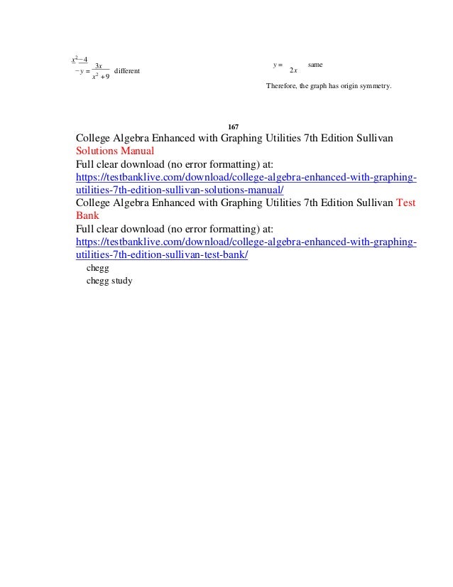 College Algebra Enhanced With Graphing Utilities 7th Edition Sullivan