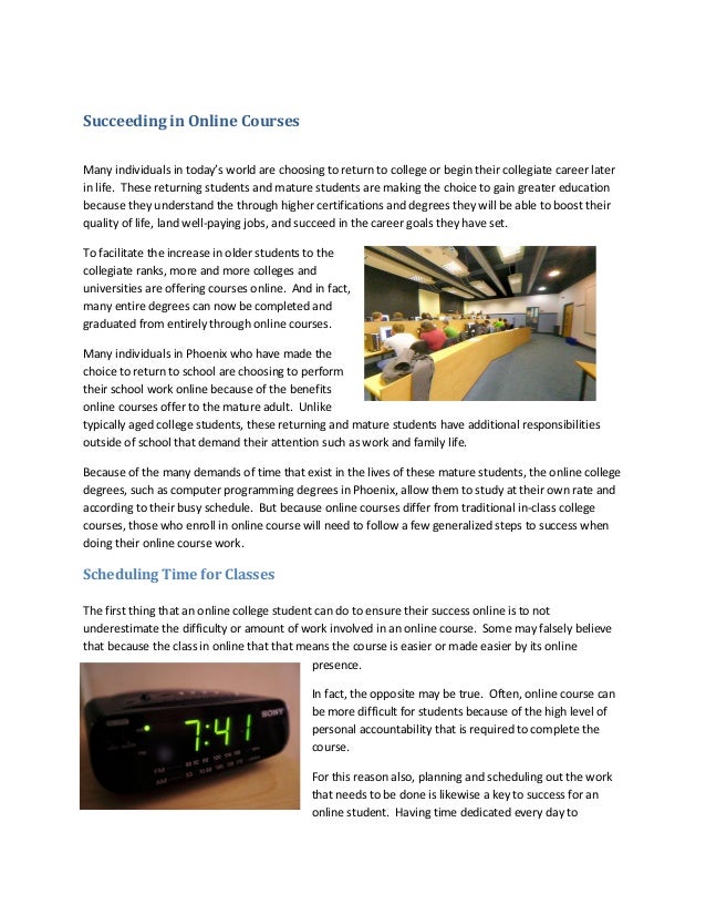 Succeeding In Online Courses