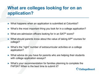 College Applications 101 for Parents | PDF