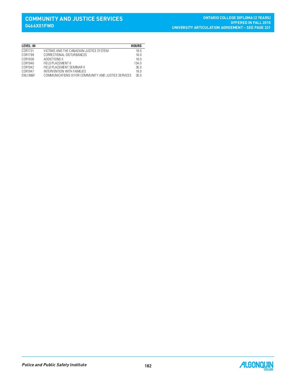 College calendar 2010 11 for Algonquin College