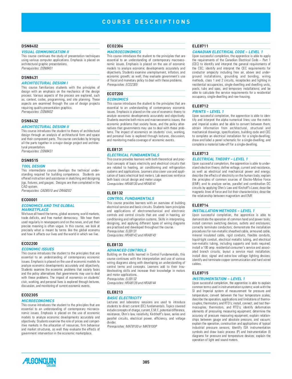 College calendar 2010 11 for Algonquin College