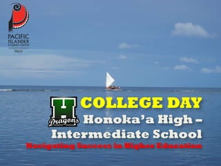 COLLEGE DAY
Honoka’a High –
Intermediate School
Navigating Success in Higher Education
 