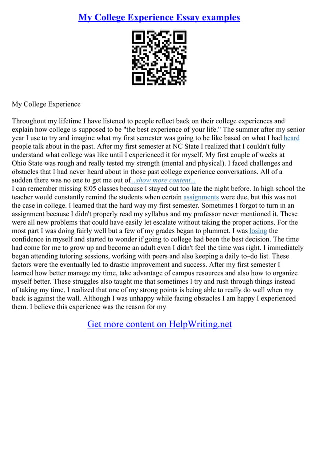 College Entry Essay Sample | PDF