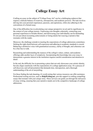 17+ College Essay About Art