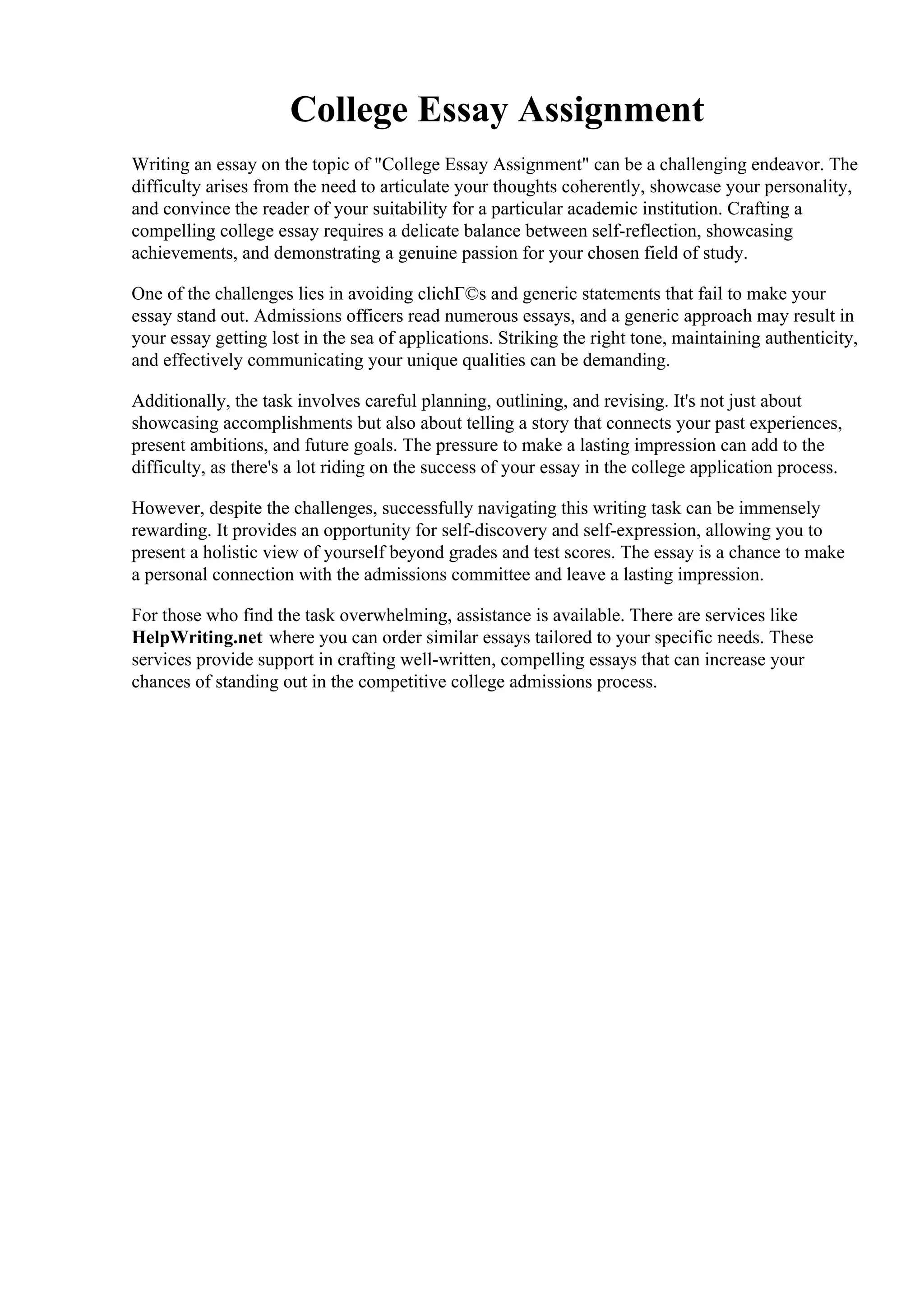 College Essay Assignment. How to write an assignment introduction ...