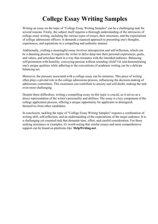 College Essay Writing Samples | PDF