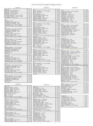 Départ HLP 6:47
DANCOURT- Hameau de Béthencourt 7:17
DANCOURT- St Rémy le Buisson 7:20
DANCOURT- Les Hauts de St Rémy 7:22
DANCOURT- Le Pont + Goulet 7:24
ST RIQUIER EN RIVIERE - Place de la Mairie 7:26
ST RIQUIER EN RIVIERE - Le Mont à Cailleux 7:28
FALLENCOURT - Route de Criel 7:32
HLP 7:32
RETONVAL - Centre 7:40
AUBERMESNIL AUX ERABLES - Ecole 7:45
VILLERS SOUS FOUCARMONT - école 7:50
FOUCARMONT - Ecole - Place des Cateliers 7:55
BLANGY SUR BRESLE - C.E.S Le Campigny 8:15
HLP 8:15
FOUCARMONT - Ecole - Place des Cateliers 8:45
VILLERS SOUS FOUCARMONT - Ecole 8:50
AUBERMESNIL AUX ERABLES - Ecole 8:52
RETONVAL - Centre 8:56
ST LEGER AUX BOIS - Ecole Primaire 9:00
REALCAMP - Salle des Fêtes 9:02
BLANGY SUR BRESLE - C.E.S Le Campigny 9:15
HLP 15:50
BLANGY SUR BRESLE - C.E.S Le Campigny 16:00
REALCAMP - Salle des Fêtes 16:25
FOUCARMONT - Ecole - Place des Cateliers 16:30
VILLERS SOUS FOUCARMONT - Ecole 16:33
AUBERMESNIL AUX ERABLES - Ecole 16:38
HLP 16:38
BLANGY SUR BRESLE - C.E.S Le Campigny 17:00
FOUCARMONT école - Place des Cateliers 17:30
VILLERS SOUS FOUCARMONT école 17:35
AUBERMESNIL AUX ERABLES école 17:38
RETONVAL Centre 17:43
Retour HLP 18:13
Départ HLP 7:10
RETONVAL - Centre 7:40
AUBERMESNIL AUX ERABLES - Ecole 7:45
VILLERS SOUS FOUCARMONT - école 7:50
FOUCARMONT - Ecole - Place des Cateliers 7:55
BLANGY SUR BRESLE - C.E.S Le Campigny 8:15
HLP 8:15
FOUCARMONT - Ecole - Place des Cateliers 8:45
VILLERS SOUS FOUCARMONT - Ecole 8:50
AUBERMESNIL AUX ERABLES - Ecole 8:52
RETONVAL - Centre 8:56
ST LEGER AUX BOIS - Ecole Primaire 9:00
REALCAMP - Salle des Fêtes 9:02
BLANGY SUR BRESLE - C.E.S Le Campigny 9:15
HLP 12:20
BLANGY SUR BRESLE - C.E.S Le Campigny 12:30
FOUCARMONT école - Place des Cateliers 13:00
VILLERS SOUS FOUCARMONT école 13:03
AUBERMESNIL AUX ERABLES école 13:05
RETONVAL Centre 13:10
Retour HLP 13:40
CAR N° 1
CAR N° 2 CAR N° 3
Destination CES du Campigny de Blangy-sur-Bresle
Départ HLP 7:05
MONCHAUX SORENG - L'Epinoy 7:35
BAZINVAL - Monument aux Morts 7:38
MONCHAUX SORENG - Soreng Centre 7:43
MONCHAUX SORENG - Ecole 7:47
MONCHAUX SORENG - Salle des Fêtes 7:50
BOUTTENCOURT - Ansennes 7:54
RIEUX - Mairie Ecole 8:02
RIEUX - Le Cornet 8:08
BLANGY SUR BRESLE - C.E.S Le Campigny 8:15
HLP 8:15
MONCHAUX SORENG - L'Epinoy 8:29
BAZINVAL - Monument aux Morts 8:37
MONCHAUX SORENG - Soreng Centre 8:40
MONCHAUX SORENG - Ecole 8:43
MONCHAUX SORENG - Salle des Fêtes 8:47
RIEUX - Mairie Ecole 8:53
RIEUX - Le Cornet 8:58
BOUTTENCOURT - Ansennes 9:03
BLANGY SUR BRESLE - C.E.S Le Campigny 9:15
HLP 11:27
MONCHAUX SORENG - Ecole 11:45
MONCHAUX SORENG - Salle des Fêtes 11:50
RIEUX - Mairie Ecole 11:58
HLP 12:55
RIEUX - Mairie Ecole 13:05
MONCHAUX SORENG - Salle des Fêtes 13:15
MONCHAUX SORENG - Ecole 13:20
HLP 15:41
BLANGY SUR BRESLE - C.E.S Le Campigny 16:00
RIEUX - Mairie Ecole 16:20
RIEUX - Le Cornet 16:24
BOUTTENCOURT - Ansennes 16:28
MONCHAUX SORENG - Salle des Fêtes 16:32
MONCHAUX SORENG - Ecole 16:34
MONCHAUX SORENG - Soreng Centre 16:37
MONCHAUX SORENG - L'Epinoy 16:39
BAZINVAL - Monument aux Morts 16:43
HLP 16:43
BLANGY SUR BRESLE - C.E.S Le Campigny 17:00
RIEUX - Mairie Ecole 17:22
RIEUX - Le Cornet 17:25
BOUTTENCOURT - Ansennes 17:32
MONCHAUX SORENG - Salle des Fêtes 17:38
MONCHAUX SORENG - Ecole 17:40
MONCHAUX SORENG - Soreng Centre 17:44
MONCHAUX SORENG - L'Epinoy 17:47
BAZINVAL - Monument aux Morts 17:52
Retour HLP 18:22
Départ HLP 7:05
MONCHAUX SORENG - L'Epinoy 7:35
BAZINVAL - Monument aux Morts 7:38
MONCHAUX SORENG - Soreng Centre 7:43
MONCHAUX SORENG - Ecole 7:47
MONCHAUX SORENG - Salle des Fêtes 7:50
BOUTTENCOURT - Ansennes 7:54
RIEUX - Mairie Ecole 8:02
RIEUX - Le Cornet 8:08
BLANGY SUR BRESLE - C.E.S Le Campigny 8:15
HLP 8:15
MONCHAUX SORENG - L'Epinoy 8:29
BAZINVAL - Monument aux Morts 8:37
MONCHAUX SORENG - Soreng Centre 8:40
MONCHAUX SORENG - Ecole 8:43
MONCHAUX SORENG - Salle des Fêtes 8:47
RIEUX - Mairie Ecole 8:53
RIEUX - Le Cornet 8:58
BOUTTENCOURT - Ansennes 9:03
BLANGY SUR BRESLE - C.E.S Le Campigny 9:15
HLP 12:20
BLANGY SUR BRESLE - C.E.S Le Campigny 12:30
RIEUX - Mairie Ecole 12:50
RIEUX - Le Cornet 12:53
BOUTTENCOURT - Ansennes 12:58
MONCHAUX SORENG - Salle des Fêtes 13:01
MONCHAUX SORENG - Ecole 13:03
MONCHAUX SORENG - Soreng Centre 13:05
MONCHAUX SORENG - L'Epinoy 13:08
BAZINVAL - Monument aux Morts 13:13
Retour HLP 13:43
Départ HLP 5:50
CAMPNEUSEVILLE - Ecole 6:20
ST MARTIN AU BOSC - Edruchon 6:24
ST MARTIN AU BOSC - Abri bus 6:27
ST LEGER AUX BOIS - Salle des Fêtes 6:31
REALCAMPS - Mairie 6:36
PIERRECOURT - Chapelle 6:42
NESLE NORMANDEUSE - Place 6:45
BLANGY SUR BRESLE - Place Thiebault 6:55
HLP 6:55
HODENG AU BOSC - Les Planchette 7:26
HODENG AU BOSC - Guimerville 7:29
HODENG AU BOSC - Centre 7:33
VIEUX ROUEN SUR BRESLE - Bouafles 7:35
VIEUX ROUEN SUR BRESLE - Place de la Mairie 7:40
SAINT MARTIN AU BOSC - Edruchon 7:43
SAINT MARTIN AU BOSC - D26 abribus 7:45
ST LEGER AU BOIS - Ecole P (Salle des Fêtes) 7:50
REALCAMPS - Ecole des Garçons 7:55
BLANGY SUR BRESLE - C.E.S Le Campigny 8:15
HLP 8:15
CAMPNEUSEVILLE - Le Puits 8:53
CAMPNEUSEVILLE - Ecole 8:55
CAMPNEUSEVILLE - St Fouin 8:58
HODENG AU BOSC - Le Courval 9:00
NESLE NORMANDEUSE - Place 9:06
NESLE NORMANDEUSE - Gare 9:08
NESLETTES - rue de l'Eglise 9:10
BLANGY SUR BRESLE - CES du Campigny 9:15
HLP 15:50
BLANGY sur BRESLE - C.E.S Le Campigny 16:00
PIERRECOURT - Chapelle 16:22
PIERRECOURT - Ecole 16:24
PIERRECOURT - La Haie Muette 16:27
REALCAMP - Salle des fetes 16:29
REALCAMP - école des garçons 16:30
CAMPNEUSEVILLE - Saint Fouin 16:35
CAMPNEUSEVILLE - Ecoles 16:40
CAMPNEUSEVILLE - Le Puits 16:42
HODENG AU BOSC - Le Courval - Haut 16:45
HLP 16:42
BLANGY sur BRESLE - C.E.S Le Campigny 17:15
ST LEGER AUX BOIS - Salle des Fêtes 17:35
ST MARTIN AU BOSC - D26 Abri bus 17:39
SAINT MARTIN AU BOSC - Edruchon 17:42
VIEUX ROUEN SUR BRESLE - Ecole Primaire 17:45
VIEUX ROUEN SUR BRESLE - Bouafles 17:48
HODENG AU BOSC - Centre 17:50
HODENG AU BOSC - Guimerville 17:55
HODENG AU BOSC - Les Planchette 17:57
Retour HLP 18:27
Départ HLP 5:50
CAMPNEUSEVILLE - Ecole 6:20
ST MARTIN AU BOSC - Edruchon 6:24
ST MARTIN AU BOSC - Abri bus 6:27
ST LEGER AUX BOIS - Salle des Fêtes 6:31
REALCAMPS - Mairie 6:36
PIERRECOURT - Chapelle 6:42
NESLE NORMANDEUSE - Place 6:45
BLANGY SUR BRESLE - Place Thiebault 6:55
HLP 6:55
HODENG AU BOSC - Le Courval - rue Ilettes 7:26
HODENG AU BOSC - Guimerville - rue centrale 7:29
HODENG AU BOSC - Carrefour D 49/VC 7:33
BOUAFLES - abribus 7:35
VIEUX ROUEN SUR BRESLE - Ecole Primaire 7:40
SAINT MARTIN AU BOSC - Edruchon 7:43
SAINT MARTIN AU BOSC - D26 abribus 7:45
ST LEGER AU BOIS - Salle des Fêtes 7:50
CAMPNEUSEVILLE - Place 7:55
CAMPNEUSEVILLE - Le Puits 7:58
CAMPNEUSEVILLE - St Fouin 8:02
BLANGY SUR BRESLE - C.E.S Le Campigny 8:15
HLP 17:35
BLANGY SUR BRESLE - Place Thiebaut 17:50
NESLE NORMANDEUSE - Place 17:55
PIERRECOURT - Chapelle 18:00
REALCAMPS - Mairie 18:05
ST LEGER AUX BOIS - Salle des Fêtes 18:10
ST MARTIN AU BOSC 18:13
VIEUX ROUEN SUR BRESLE - Edruchon 18:16
CAMPNEUSEVILLE - Ecole 18:25
Départ HLP 5:50
CAMPNEUSEVILLE - Ecole 6:20
ST MARTIN AU BOSC - Edruchon 6:24
ST MARTIN AU BOSC - Abri bus 6:27
ST LEGER AUX BOIS - Salle des Fêtes 6:31
REALCAMPS - Mairie 6:36
PIERRECOURT - Chapelle 6:42
NESLE NORMANDEUSE - Place 6:45
BLANGY SUR BRESLE - Place Thiebault 6:55
HLP 7:25
CAR N° 2
HLP 12:20
BLANGY sur BRESLE - C.E.S Le Campigny 12:30
HODENG AU BOSC - Guimerville - rue centrale 12:52
HODENG AU BOSC - Le Courval - rue Ilettes 12:57
HODENG AU BOSC - Le Courval - Haut 13:00
CAMPNEUSEVILLE - St Fouin 13:03
CAMPNEUSEVILLE - Place 13:05
CAMPNEUSEVILLE - Le Puits 13:07
ST LEGER AU BOIS - Salle des Fêtes 13:12
SAINT MARTIN AU BOSC - D26 abribus 13:16
SAINT MARTIN AU BOSC - Edruchon 13:18
VIEUX ROUEN SUR BRESLE - Ecole Primaire 13:20
BOUAFLES - abribus 13:23
HODENG AU BOSC - Carrefour D 49/VC 13:25
CAR N° 3
 