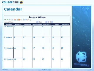 06/25/10 Phi Theta Kappa Calendar your calendar will list any events placed on your community college’s CollegeFish.org calendar, as well as any event placed on the calendar of your FishBowl college of choice.  