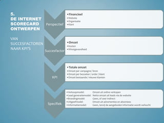 5.De internet scorecard ontwerpenVan succesfactoren naar kpi’sOmzet