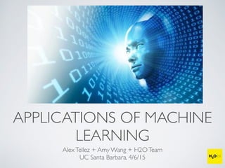 APPLICATIONS OF MACHINE
LEARNING
AlexTellez + Amy Wang + H2OTeam
UC Santa Barbara, 4/6/15
 
