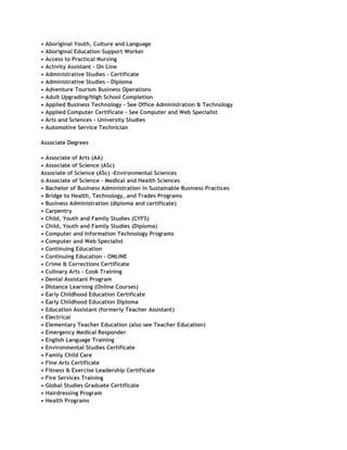 College of the rockies | PDF | College Education | Education