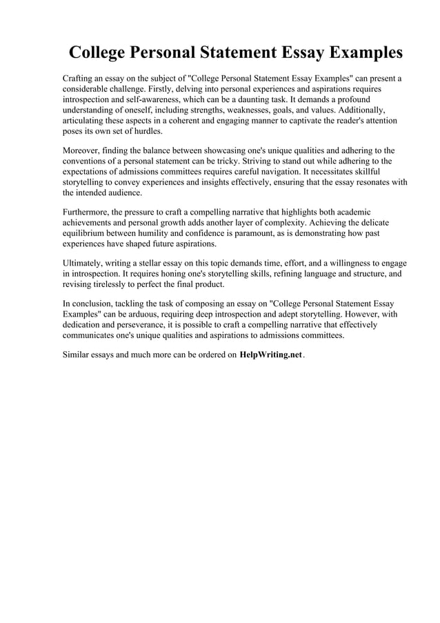 Unforgettable Essays The Must See Personal Statement Examples For College - phhzteb