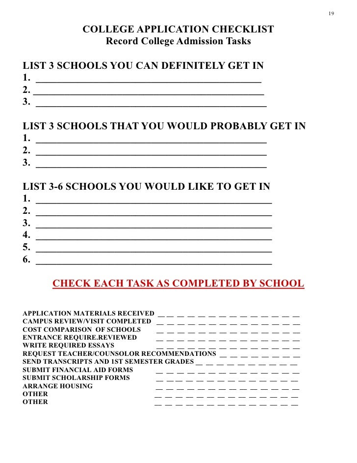 college comparison checklist