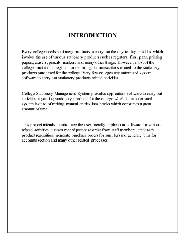 College Stationery Management System PDF