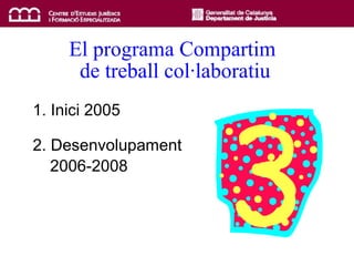 El programa Compartim  de treball col·laboratiu 1. Inici 2005 2. Desenvolupament  2006-2008 